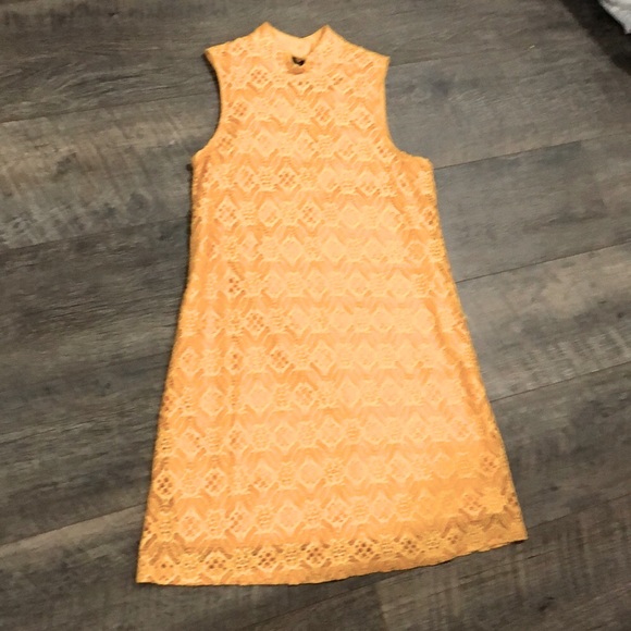SOCIETY GIRL YELLOW HIGH NECK SLEEVELESS DRESS (S) - Picture 2 of 4
